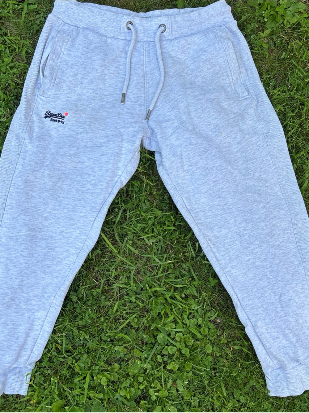 Superdry Light Grey Mens Sweatpants with Logo